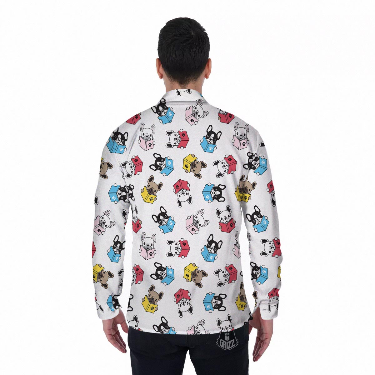 Reading Book Polar Bear Print Pattern Men's Long Sleeve Shirts-grizzshop