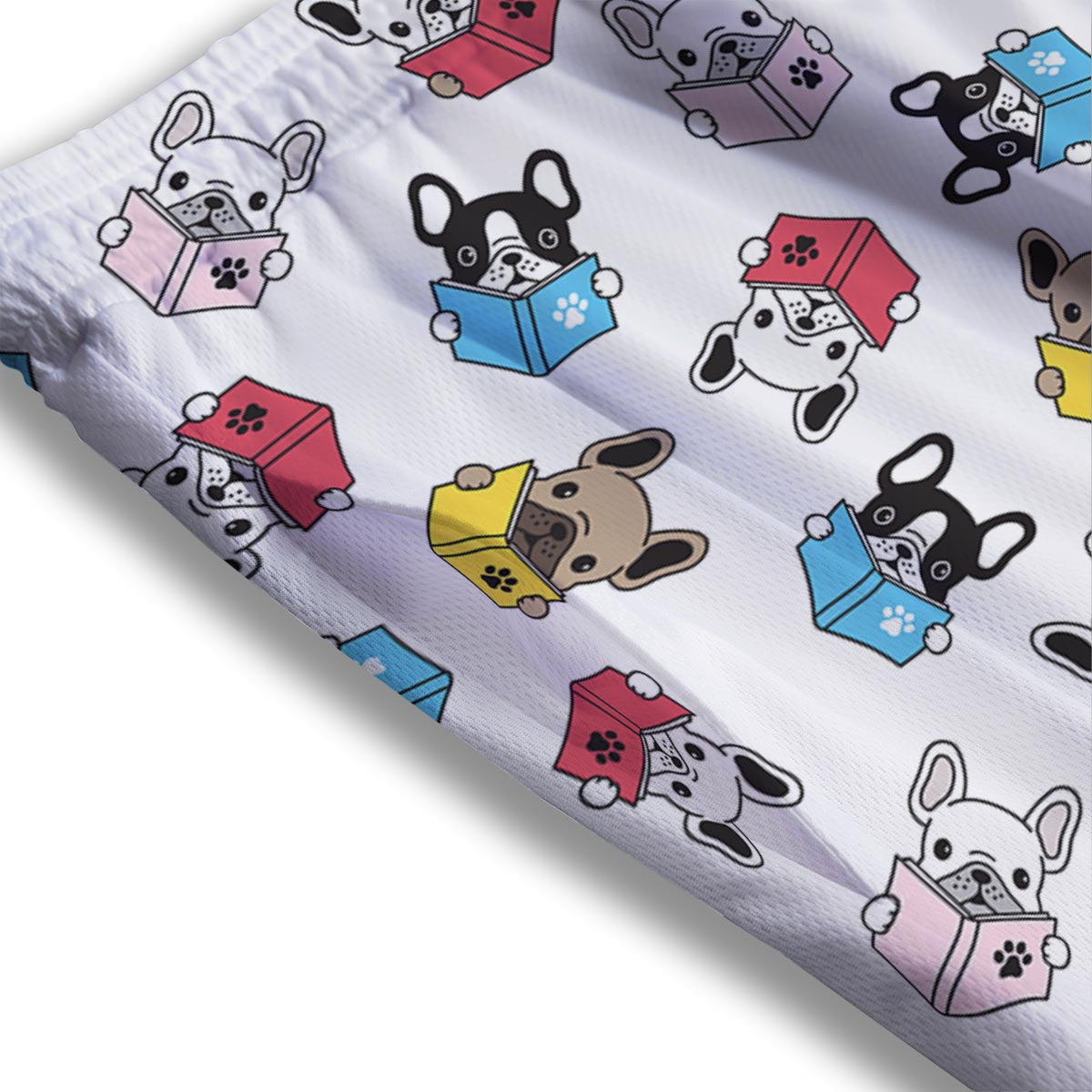 Reading Book Polar Bear Print Pattern Mesh Shorts