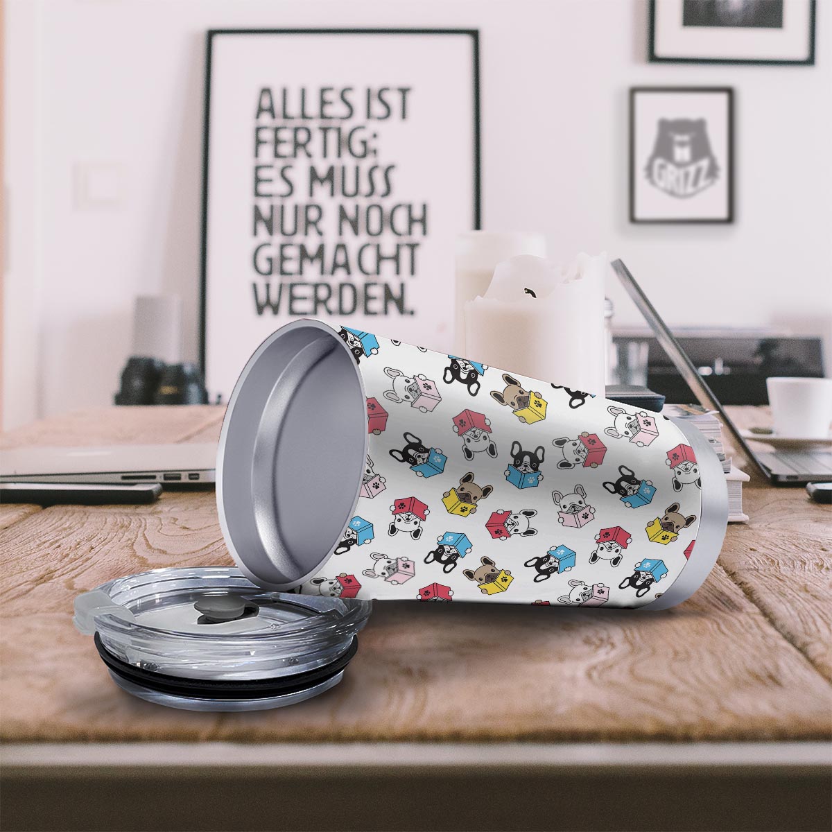 Reading Book Polar Bear Print Pattern Tumbler-grizzshop