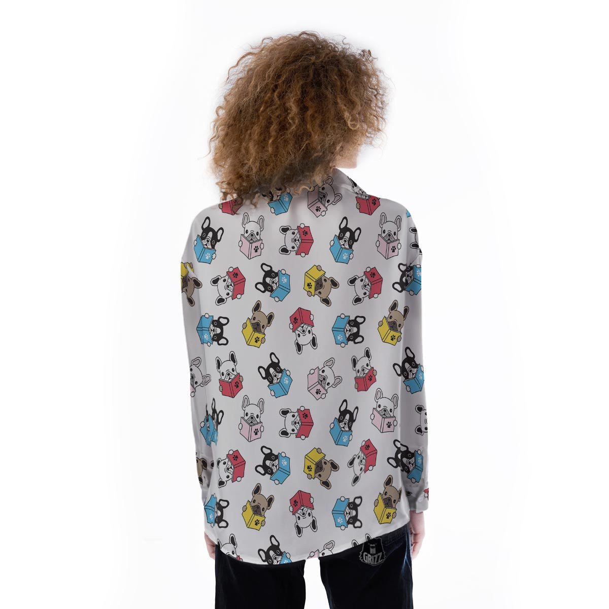 Reading Book Polar Bear Print Pattern Women's Long Sleeve Shirts-grizzshop