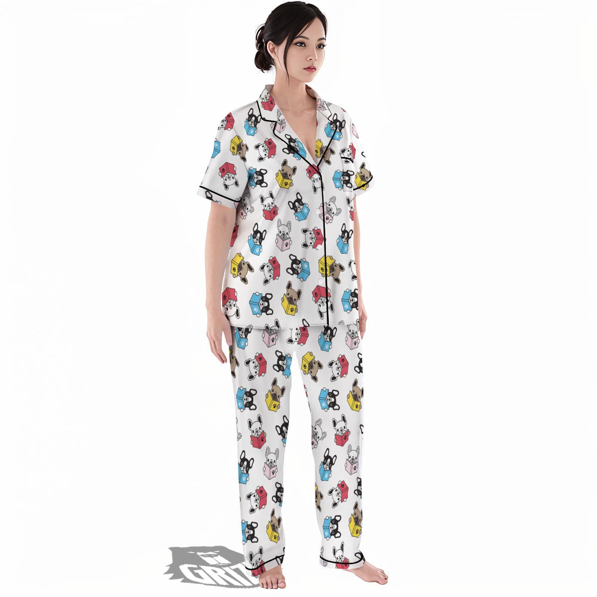 Reading Book Polar Bear Print Pattern Women's Pajamas Set-grizzshop