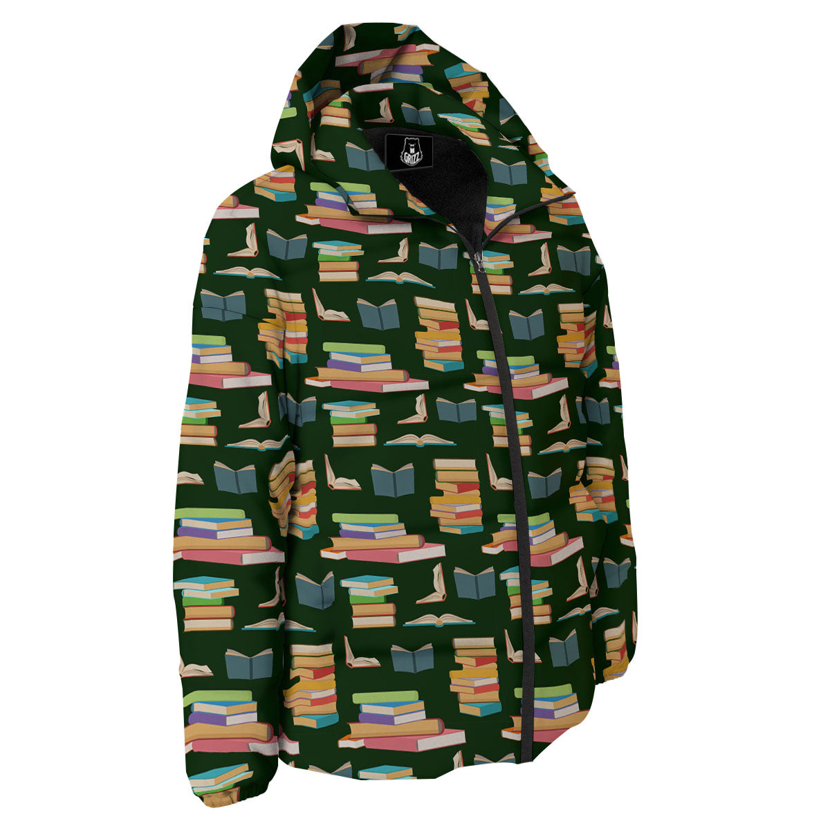 Reading Books Pile Print Pattern Down Jacket-grizzshop