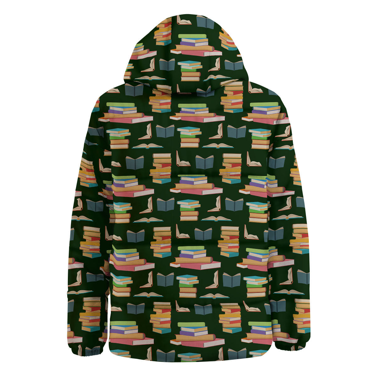 Reading Books Pile Print Pattern Down Jacket-grizzshop