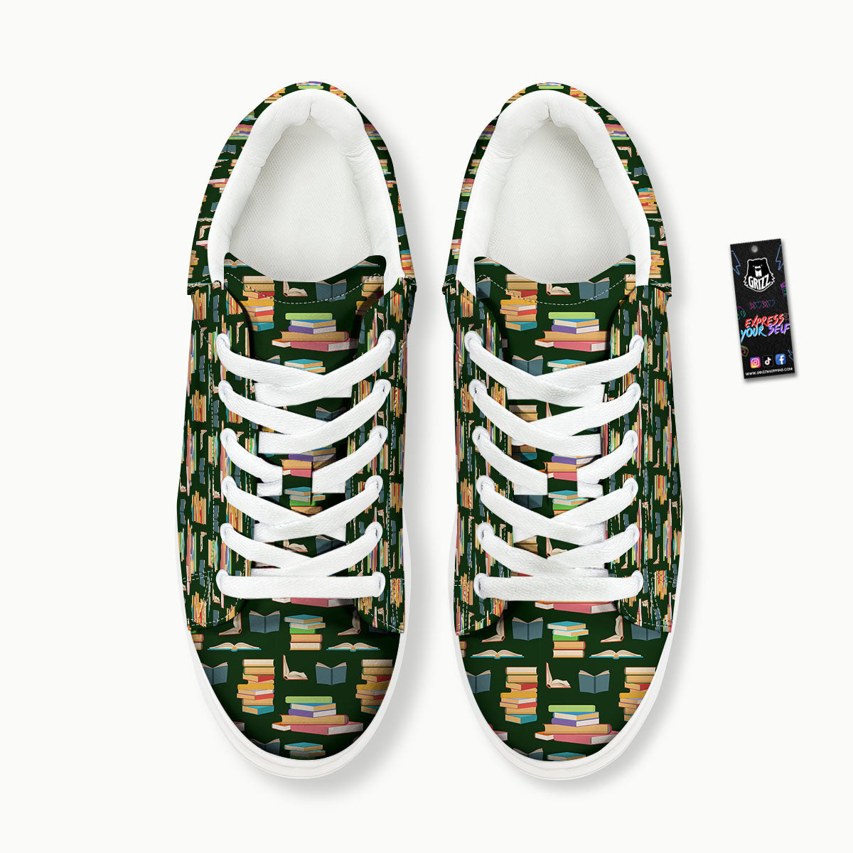 Reading Books Pile Print Pattern Platform Shoes-grizzshop