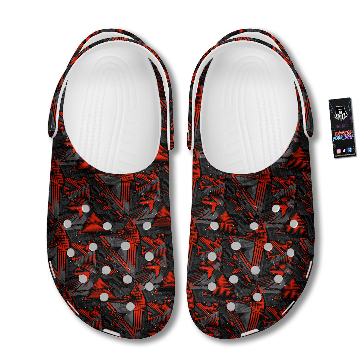 Red Abstract Grunge Print Pattern Clog-grizzshop