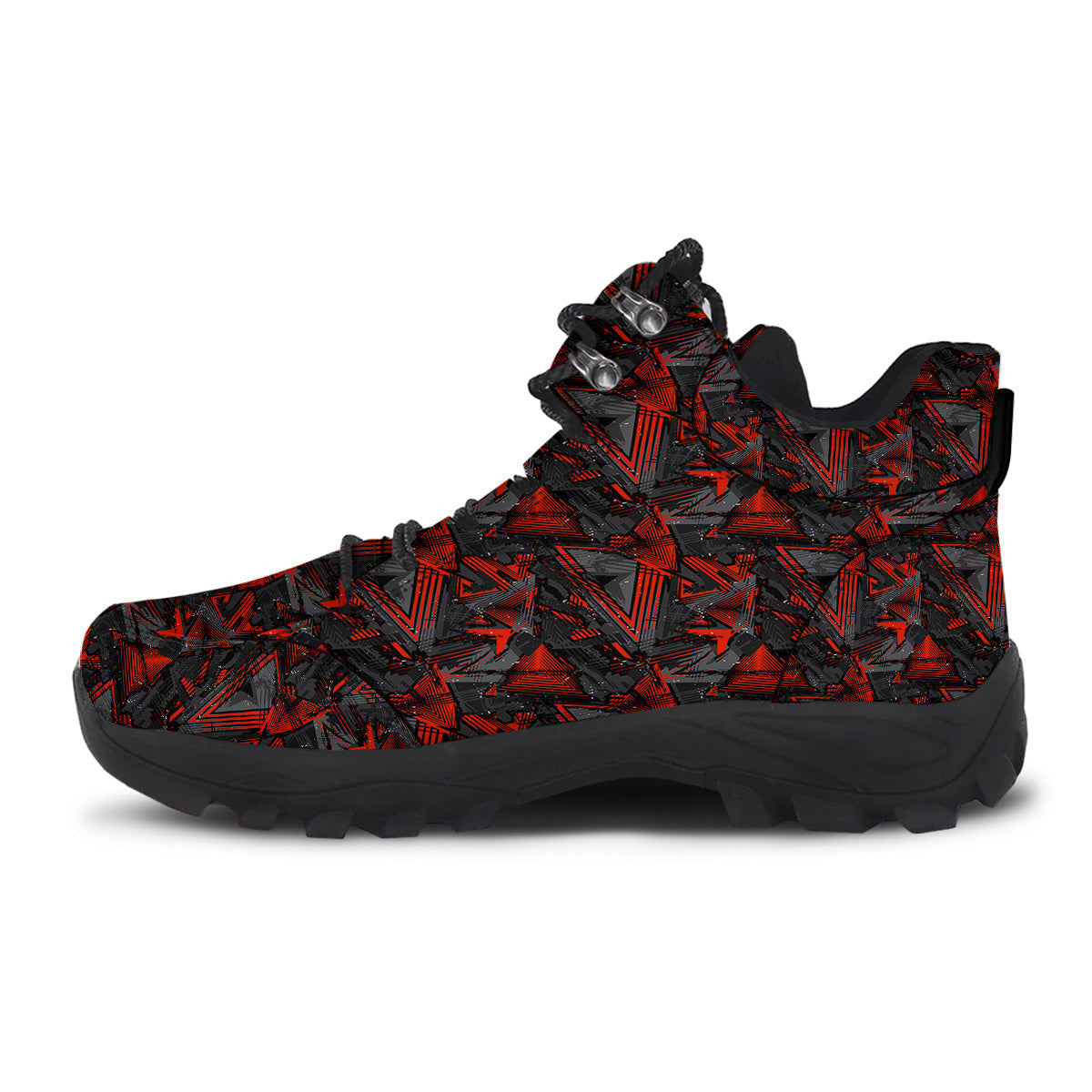 Red Abstract Grunge Print Pattern Hiking Shoes-grizzshop
