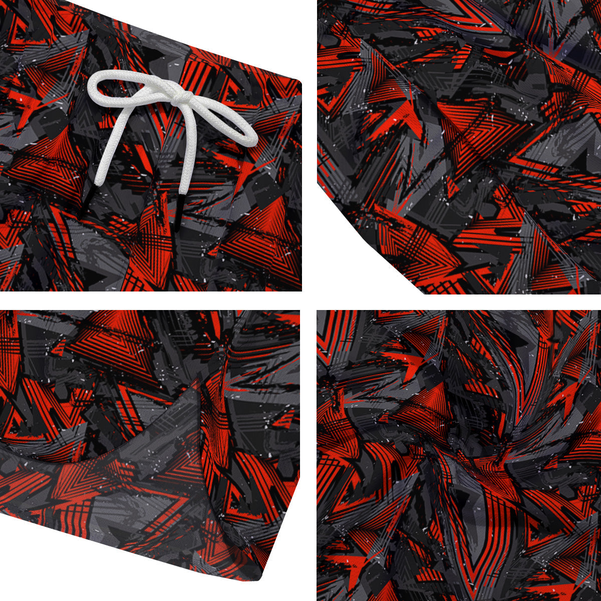 Red Abstract Grunge Print Pattern Men's Running Shorts-grizzshop