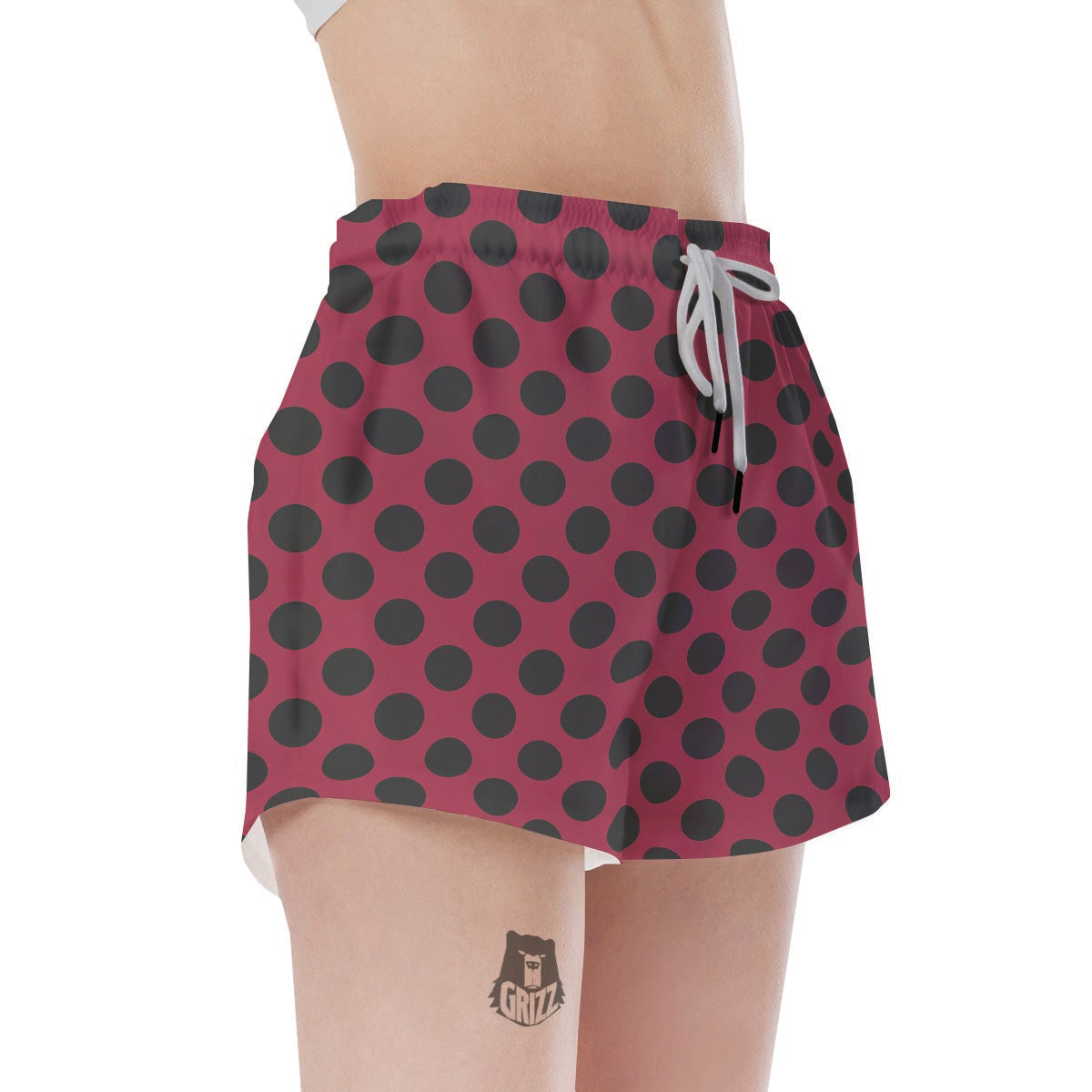 Red And Black Polka Dot Women's Shorts-grizzshop