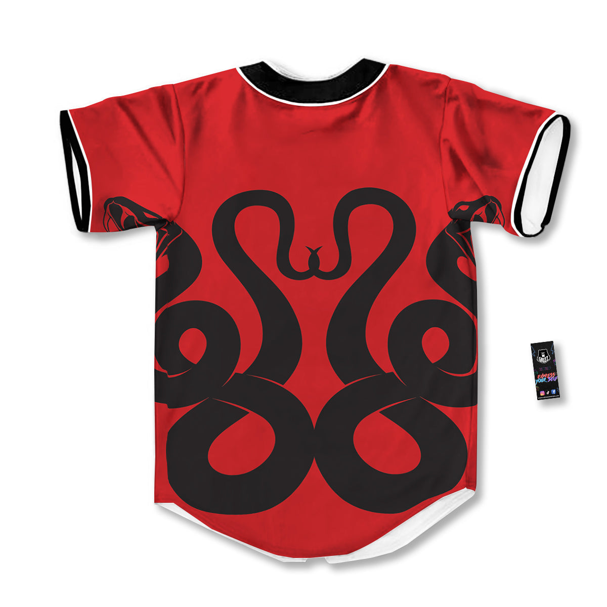 Red And Black Snakes Sign Print Baseball Jersey-grizzshop
