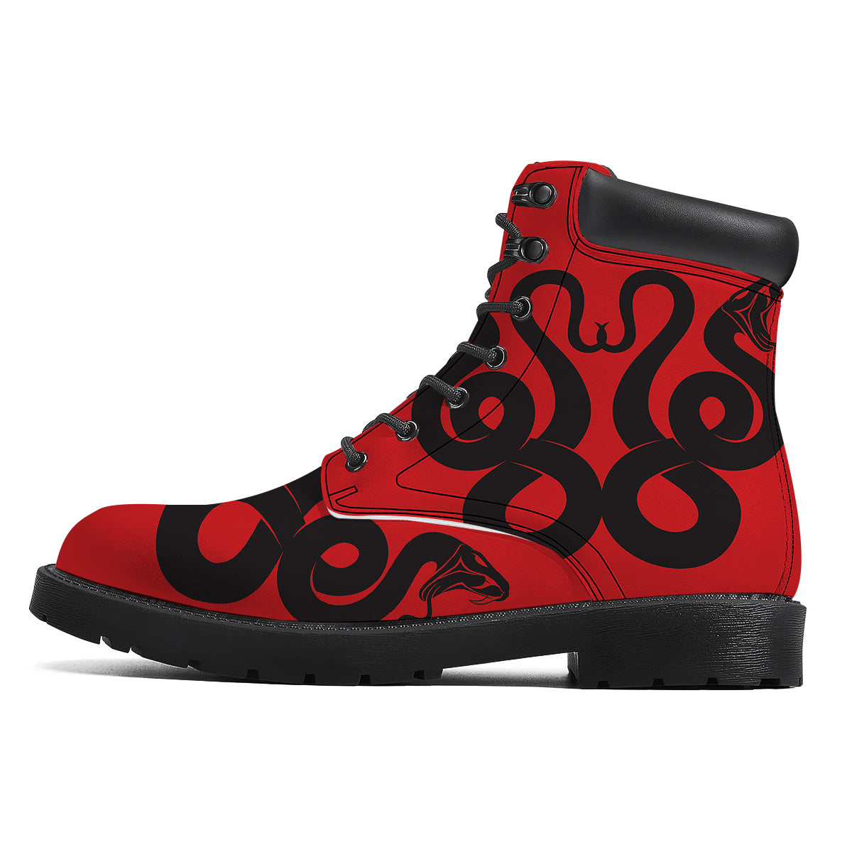 Red And Black Snakes Sign Print Boots-grizzshop