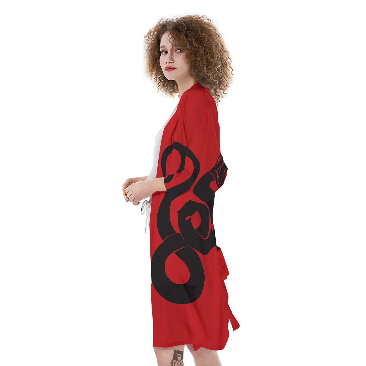 Red And Black Snakes Sign Print Kimono-grizzshop