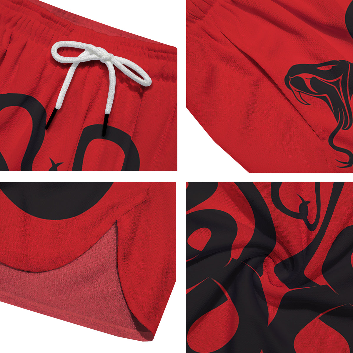 Red And Black Snakes Sign Print Men's Running Shorts-grizzshop