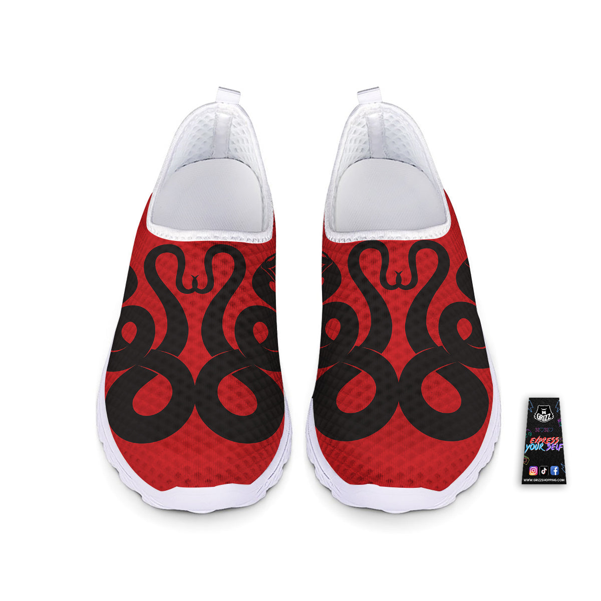 Red And Black Snakes Sign Print Nurse Shoes-grizzshop