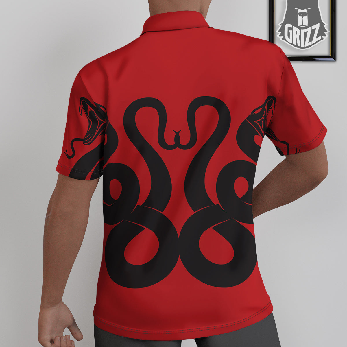 Red And Black Snakes Sign Print Untucked Shirts-grizzshop