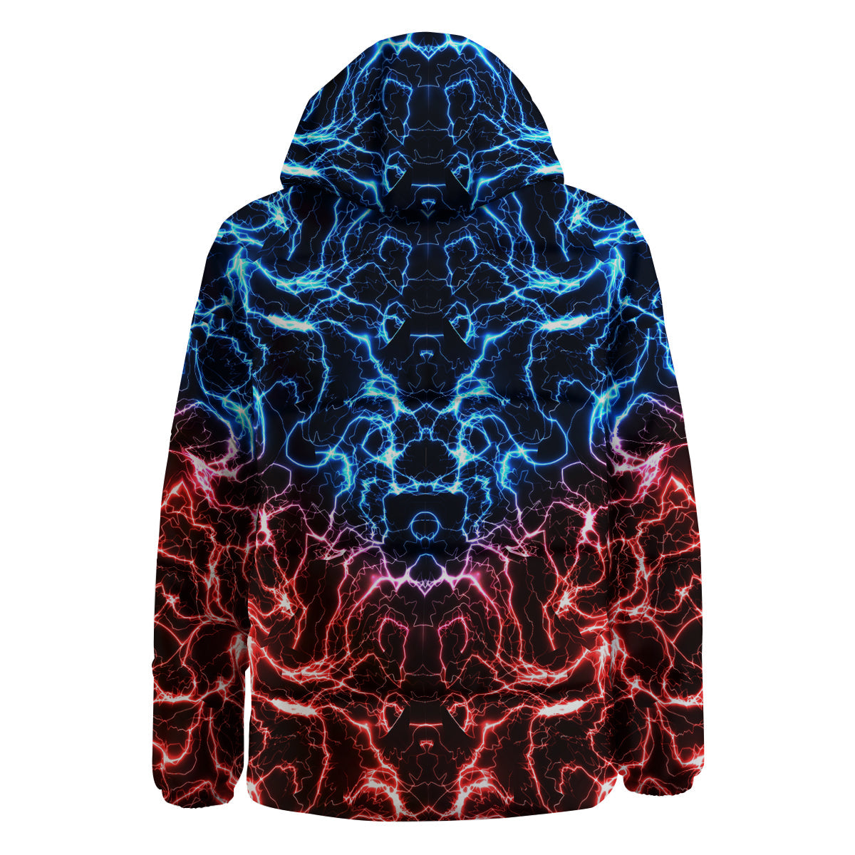 Red And Blue Electrical Print Down Jacket-grizzshop