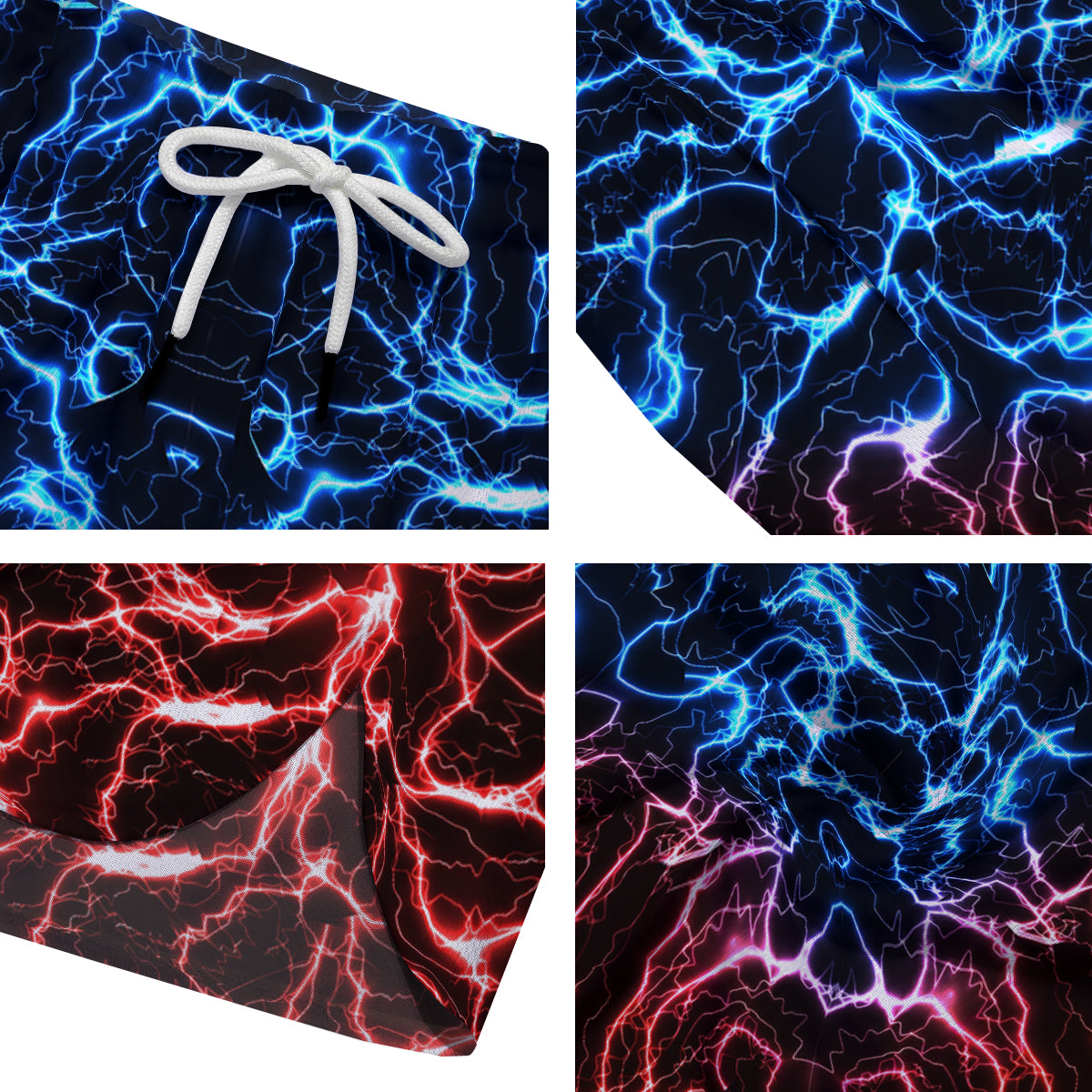 Red And Blue Electrical Print Men's Running Shorts-grizzshop