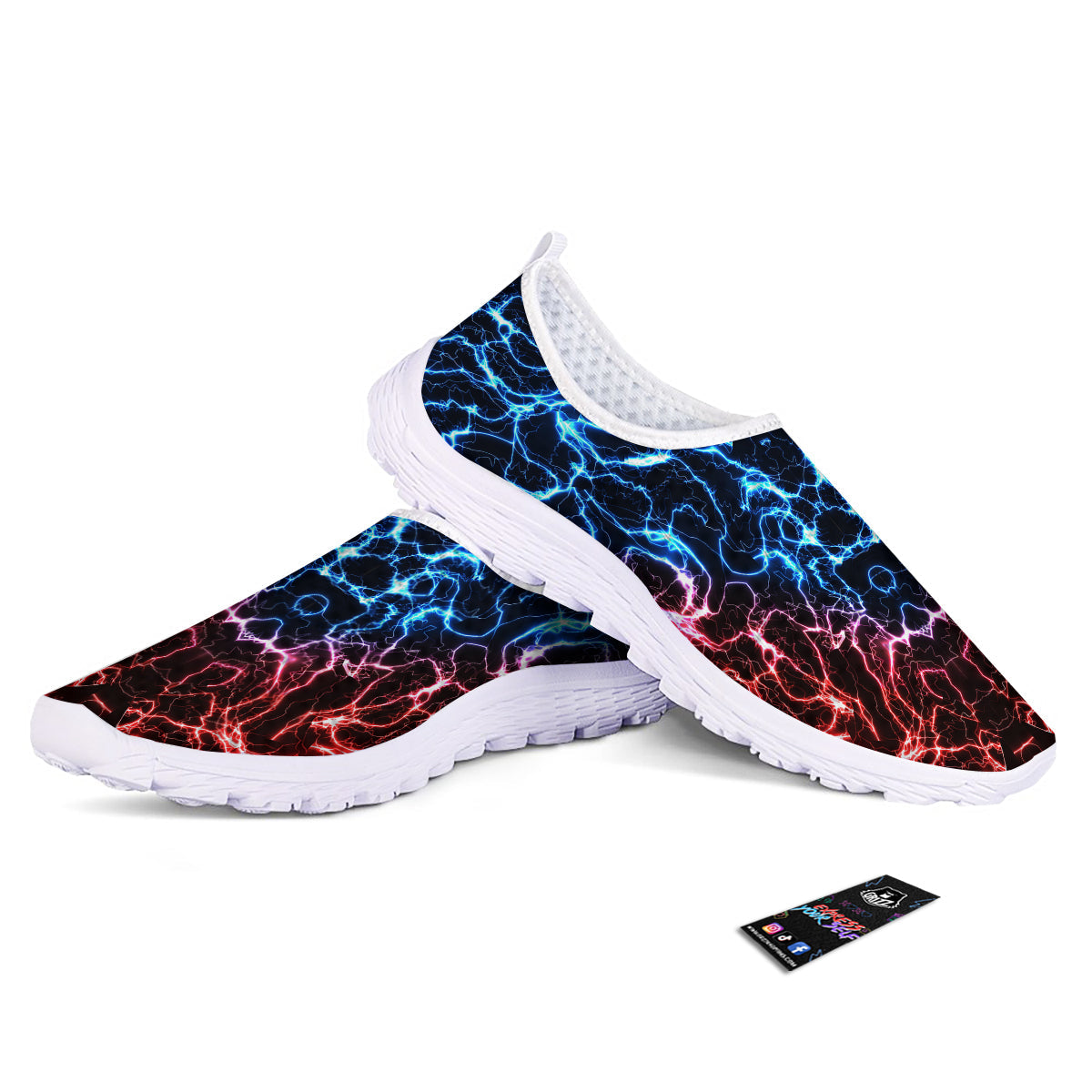 Red And Blue Electrical Print Nurse Shoes-grizzshop