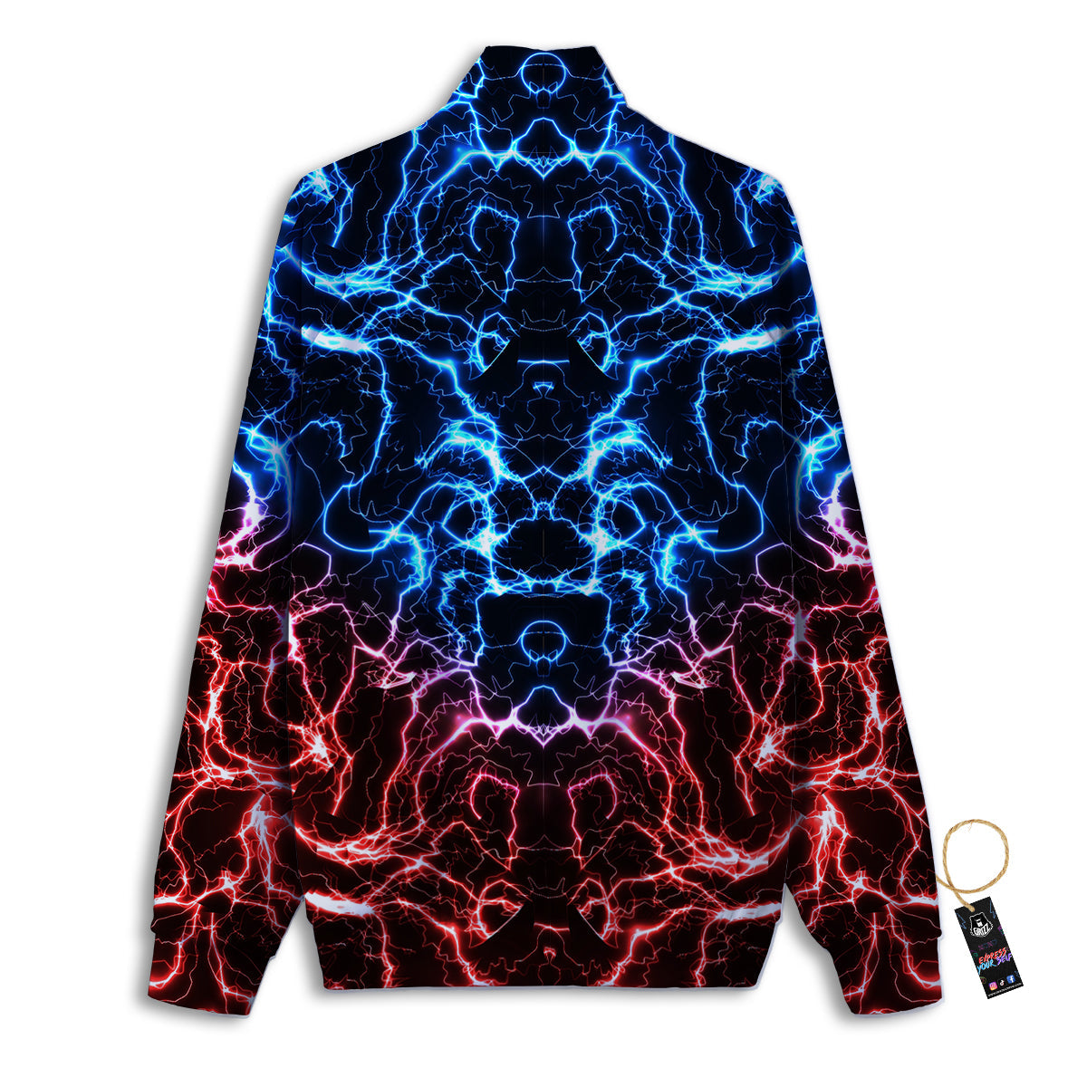 Red And Blue Electrical Print Track Jacket-grizzshop