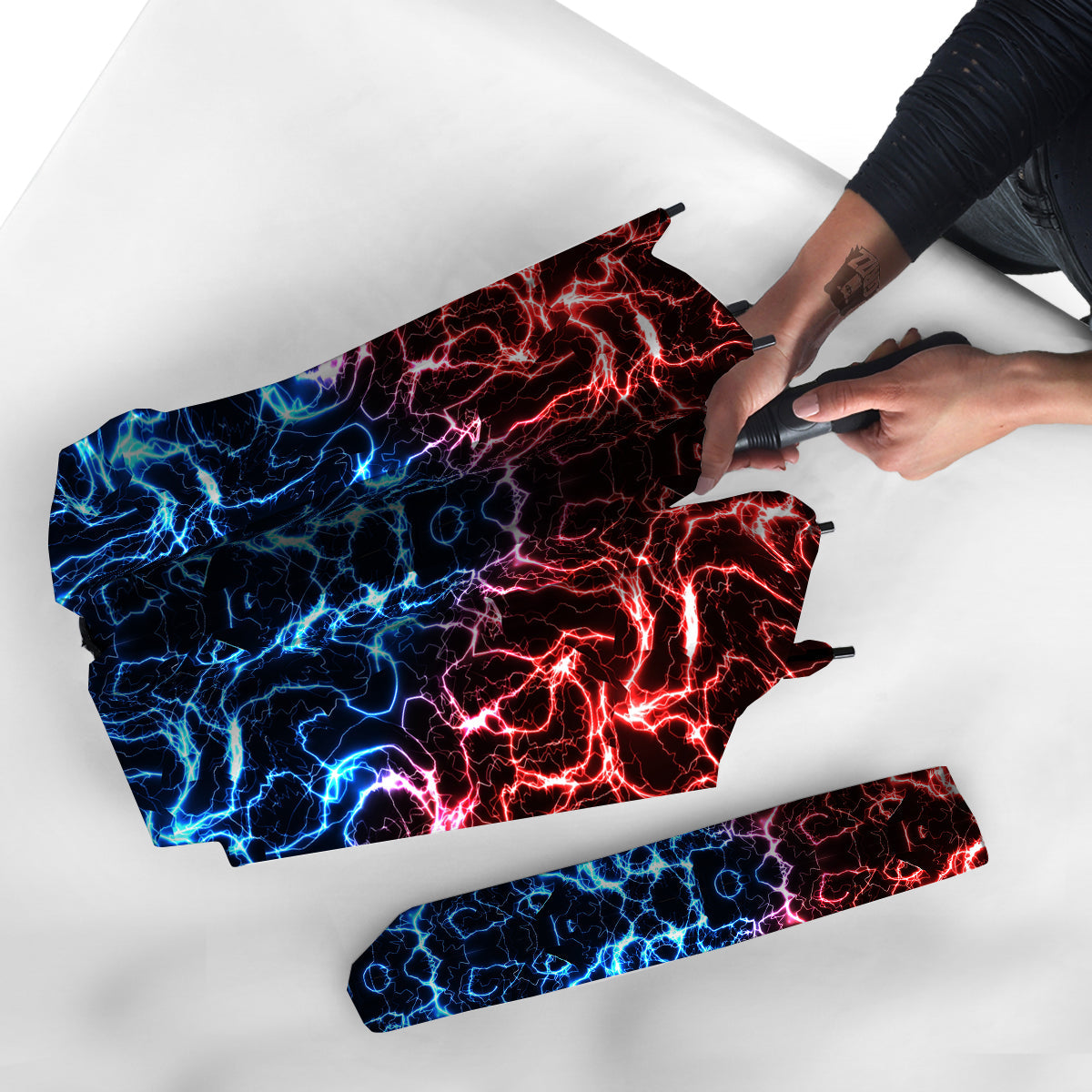 Red And Blue Electrical Print Umbrella-grizzshop
