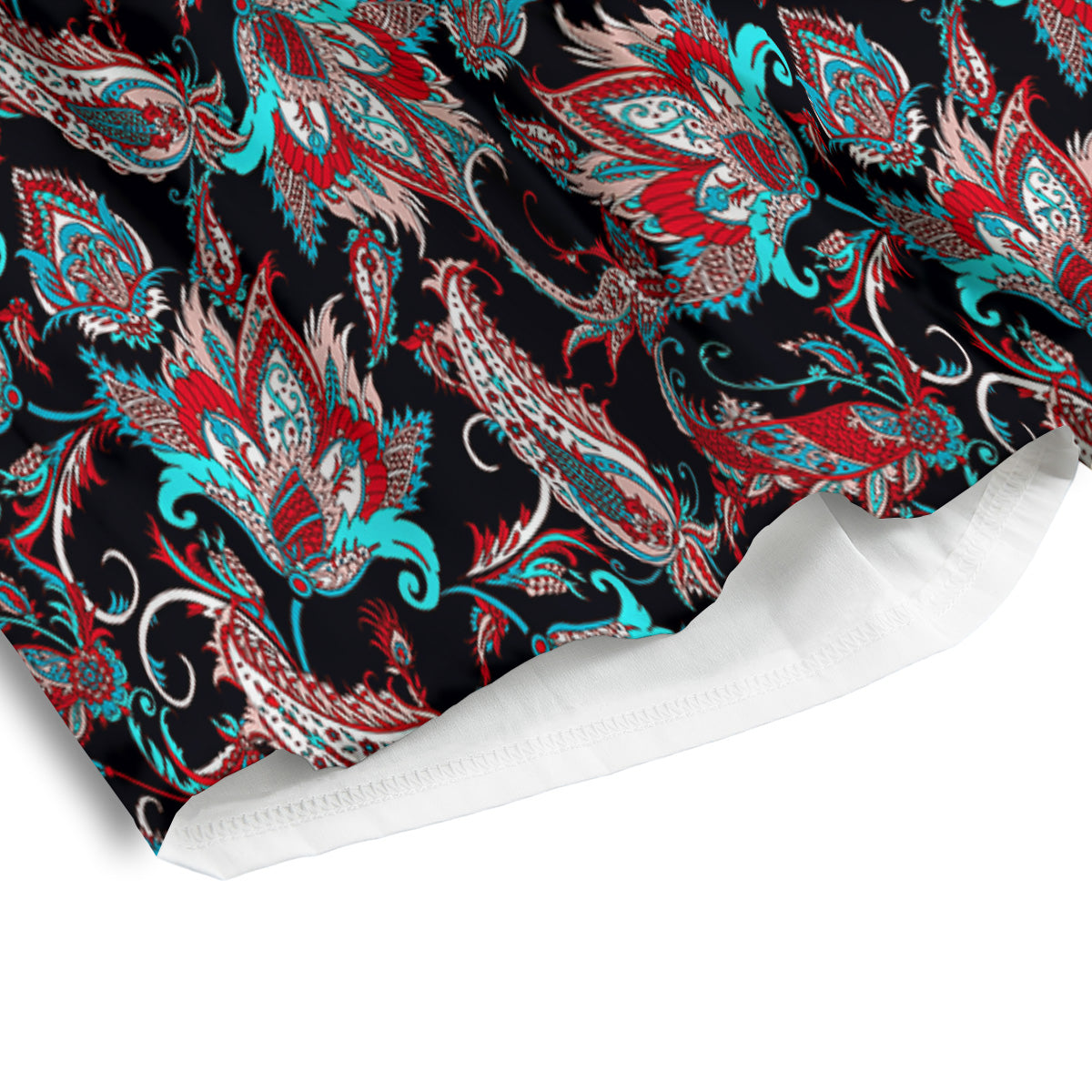 Red And Blue Neon Paisley Floral Print Pattern Men's Athletic Shorts