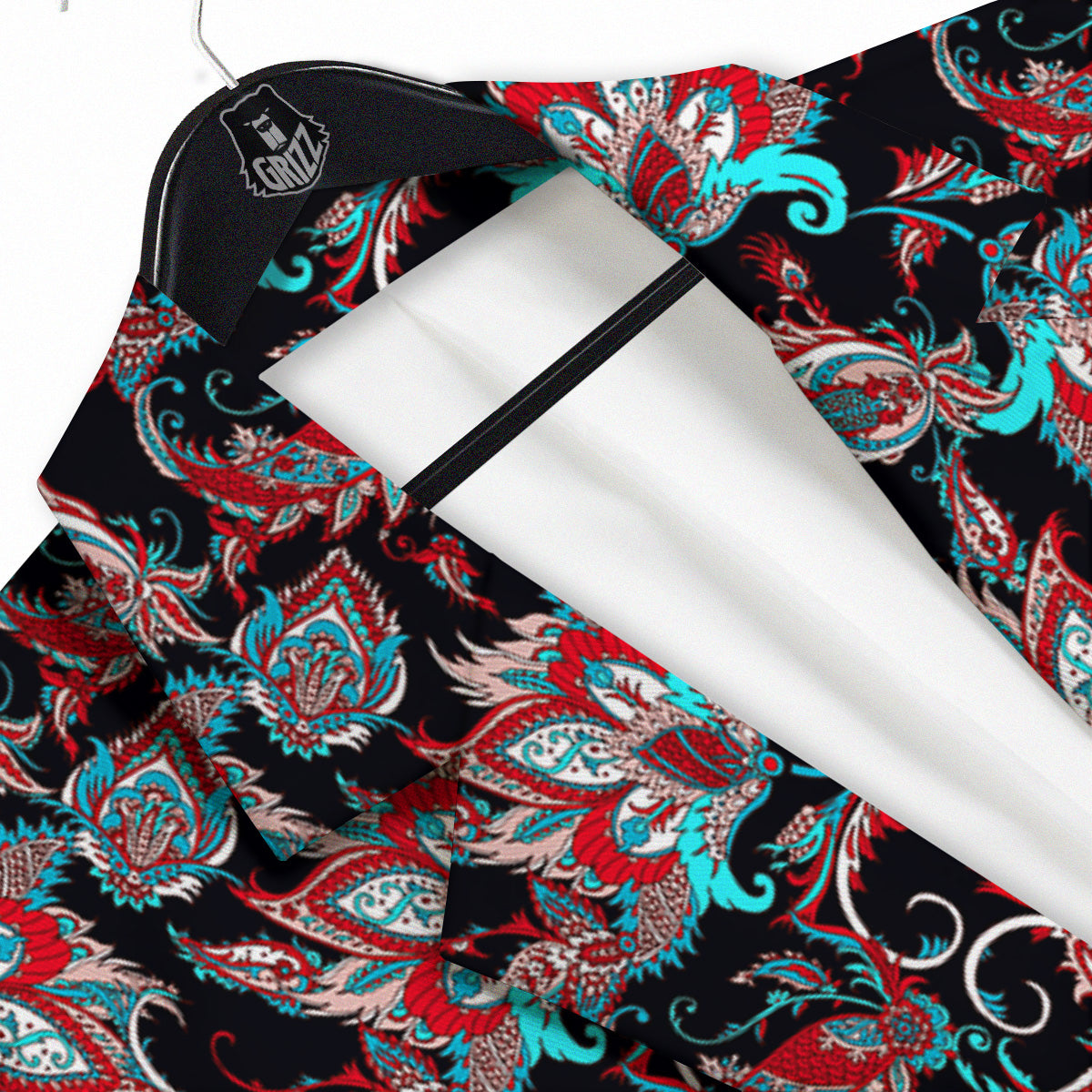 Red And Blue Neon Paisley Floral Print Pattern Men's Sport Coat-grizzshop