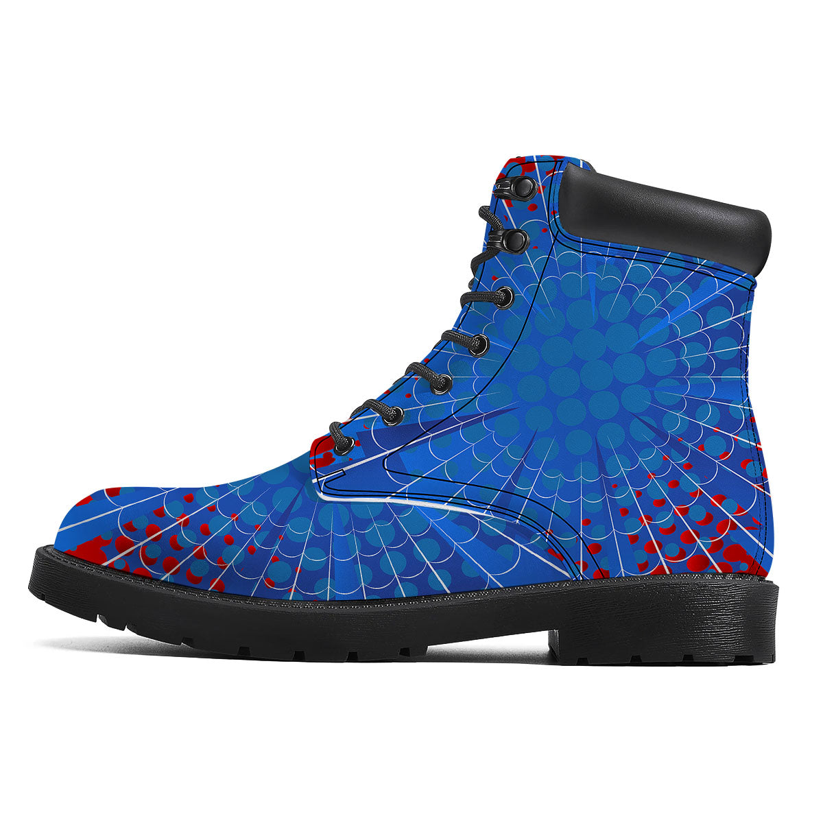 Red And Blue Spider Web Cartoon Print Boots-grizzshop