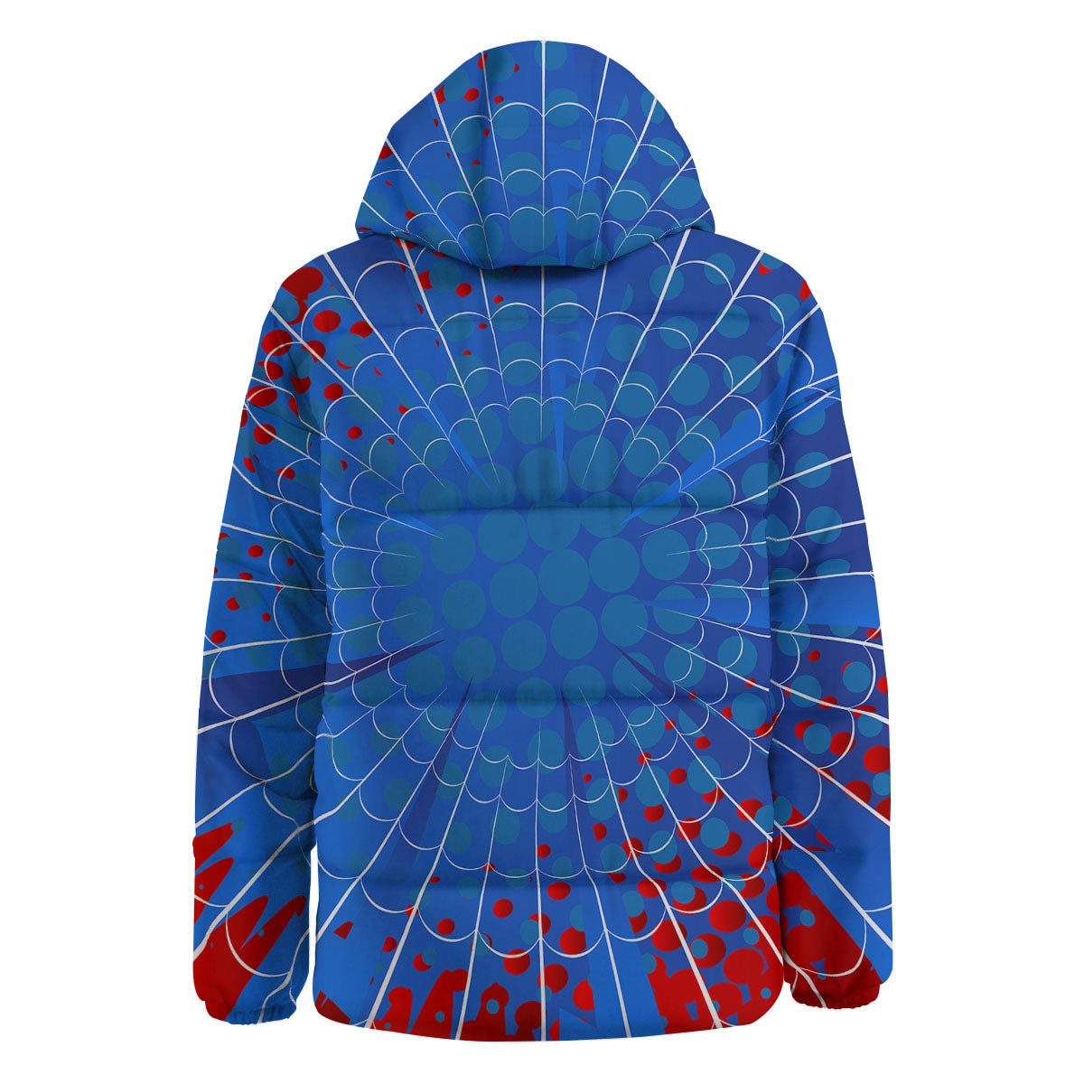 Red And Blue Spider Web Cartoon Print Down Jacket-grizzshop