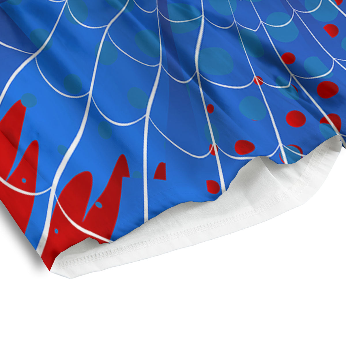 Red And Blue Spider Web Cartoon Print Men's Athletic Shorts