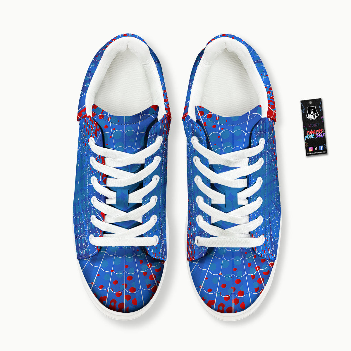 Red And Blue Spider Web Cartoon Print Platform Shoes-grizzshop