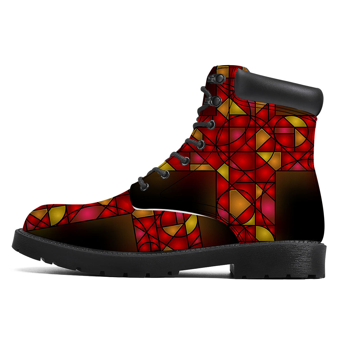 Red And Orange Cross Stained Glass Print Boots-grizzshop