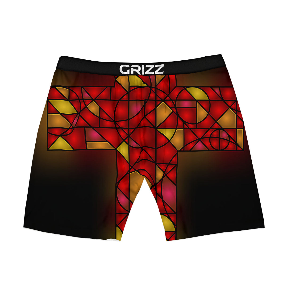 Red And Orange Cross Stained Glass Print Boxer Briefs-grizzshop