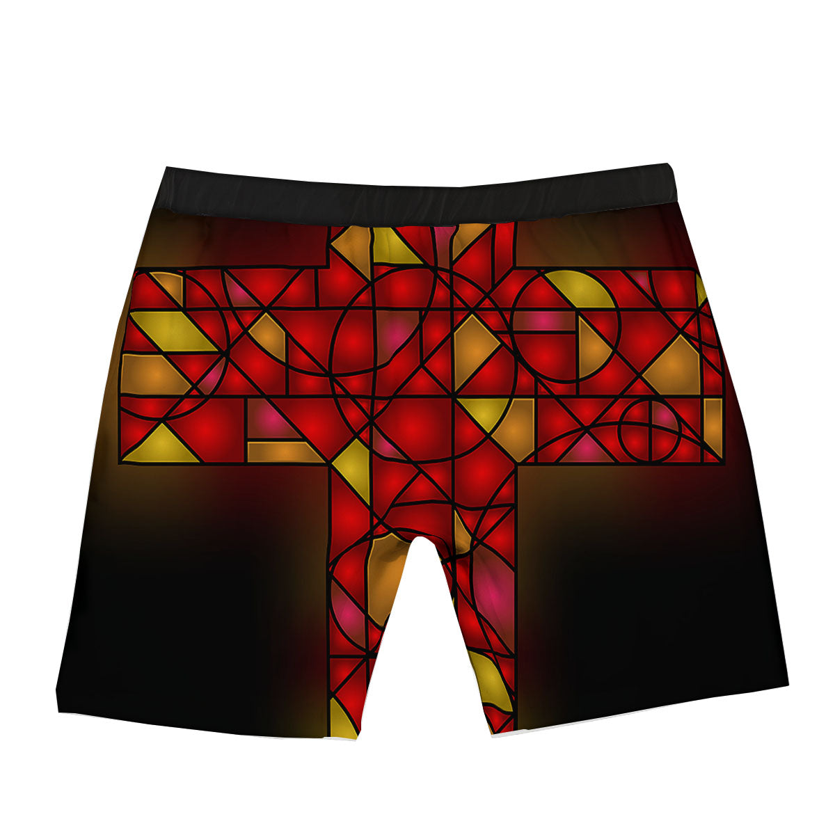 Red And Orange Cross Stained Glass Print Boxer Briefs-grizzshop