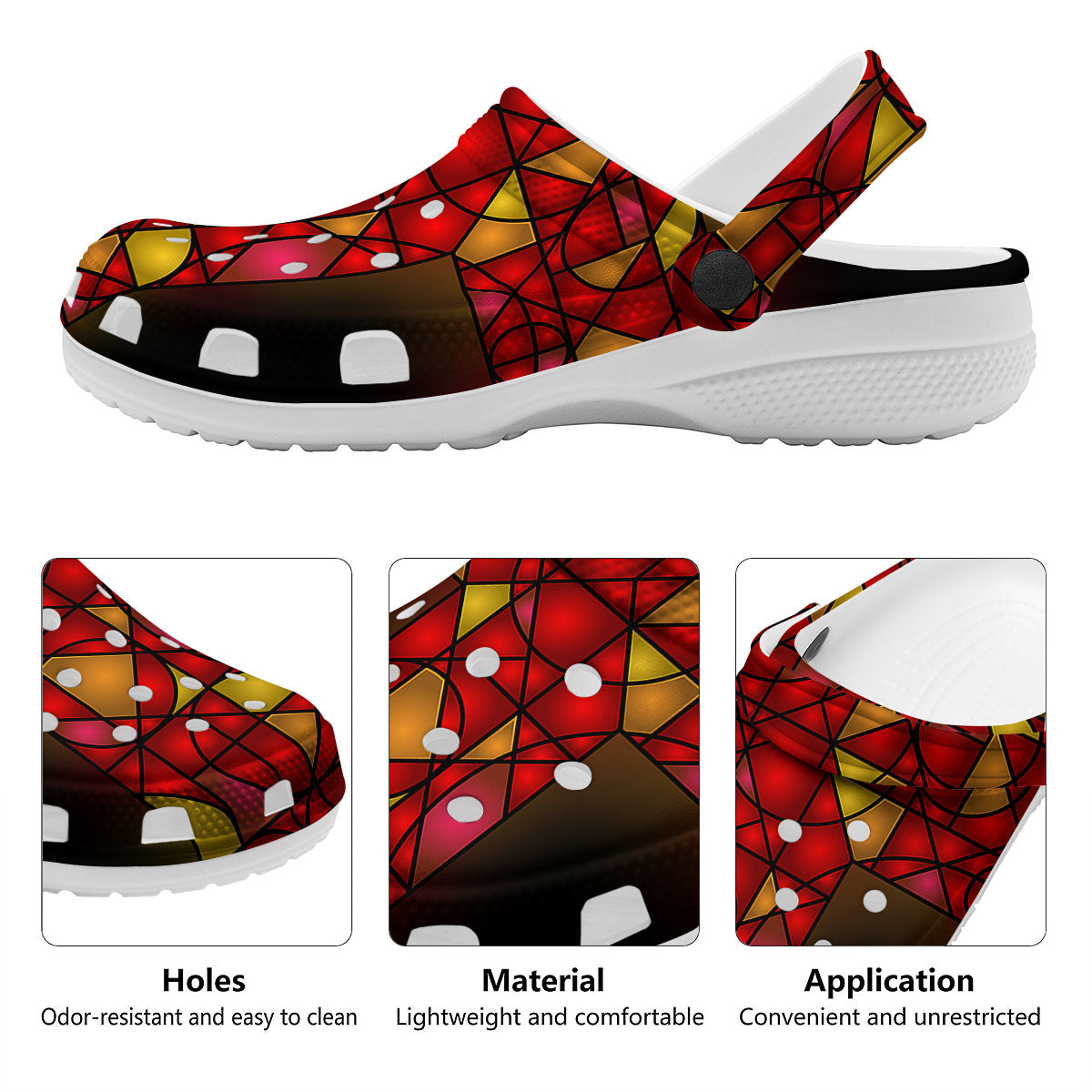 Red And Orange Cross Stained Glass Print Clog-grizzshop