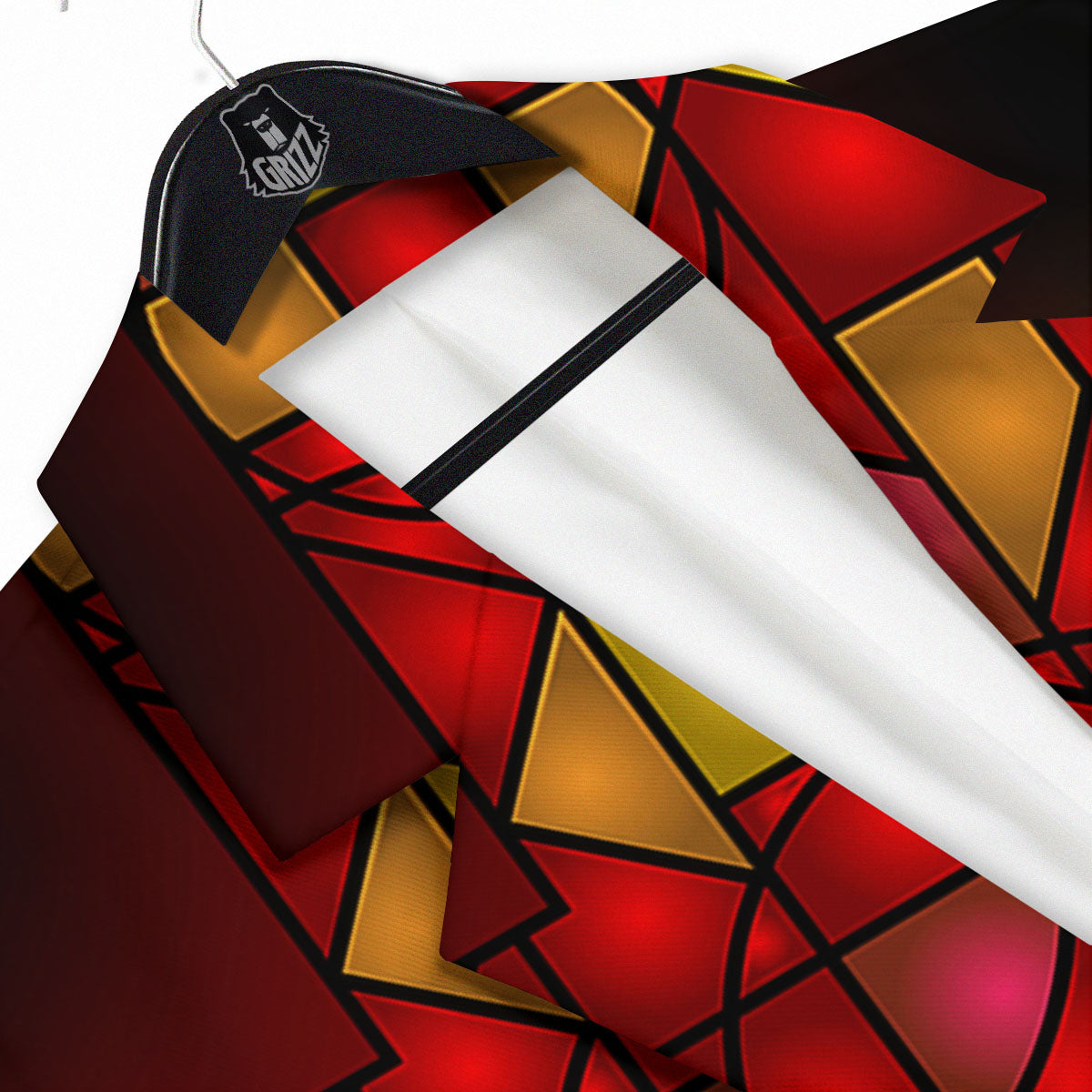 Red And Orange Cross Stained Glass Print Men's Sport Coat-grizzshop