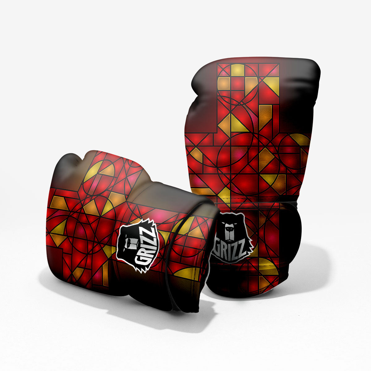 Red And Orange Cross Stained Glass Print Pro Boxing Glove