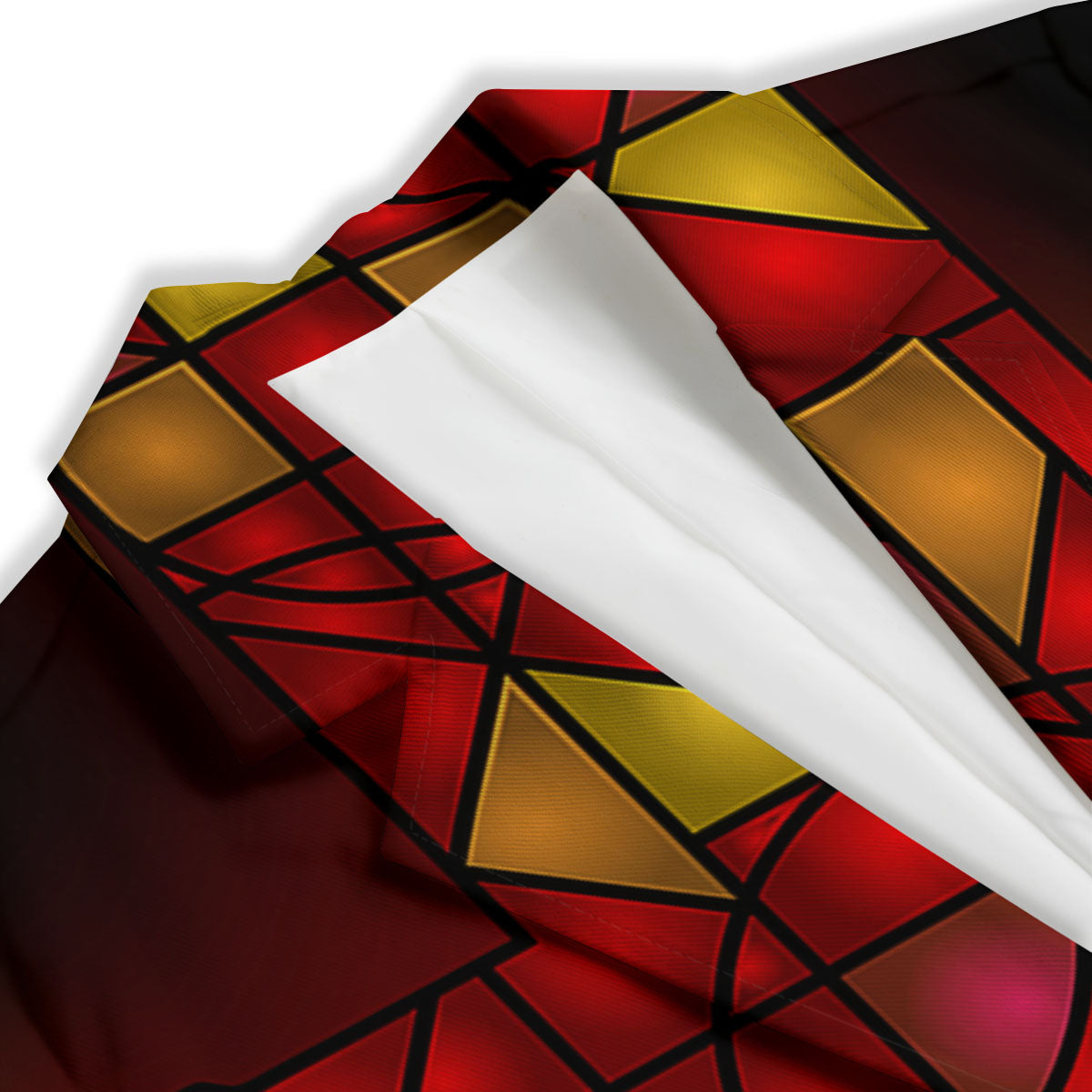 Red And Orange Cross Stained Glass Print Women's Blazer-grizzshop
