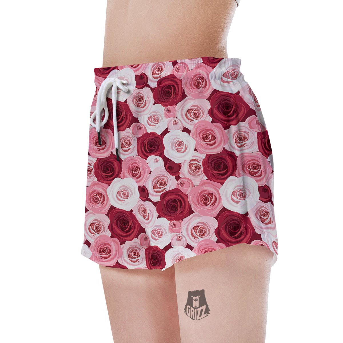 Red And Pink Rose Floral Women's Shorts-grizzshop