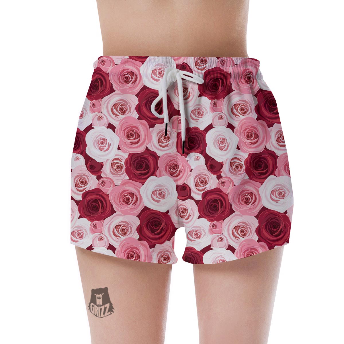 Red And Pink Rose Floral Women's Shorts-grizzshop