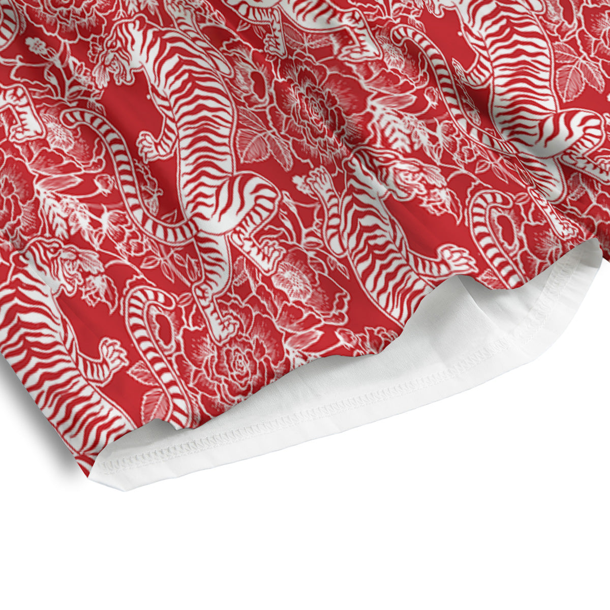 Red And White Chinese Tiger Print Pattern Men's Athletic Shorts