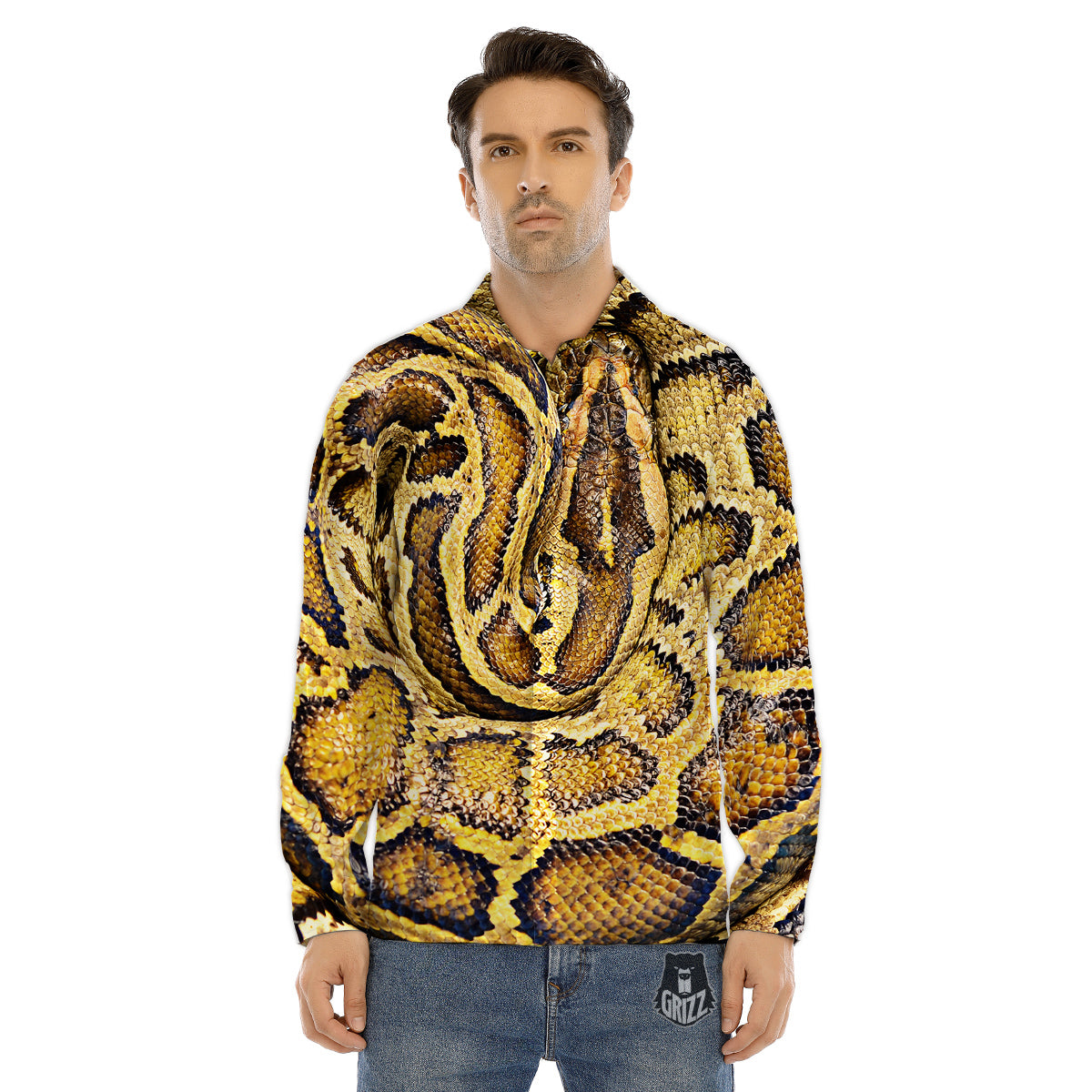 Red And White Chinese Tiger Print Pattern Men's Dress Shirts-grizzshop