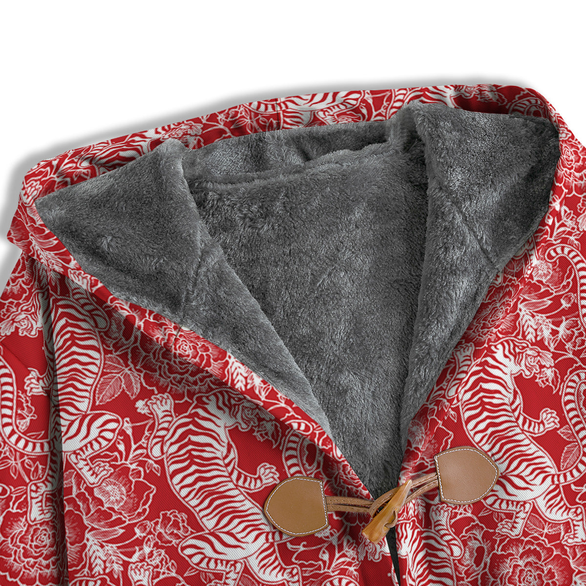 Red And White Chinese Tiger Print Pattern Men's Windbreaker Jacket-grizzshop