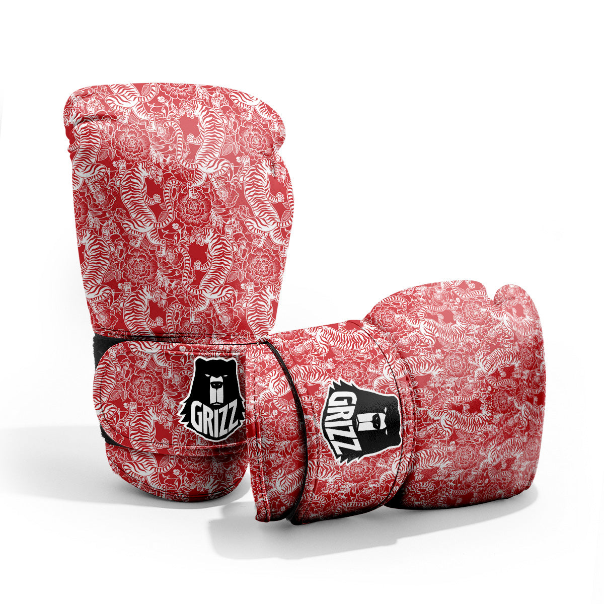 Red And White Chinese Tiger Print Pattern Pro Boxing Glove
