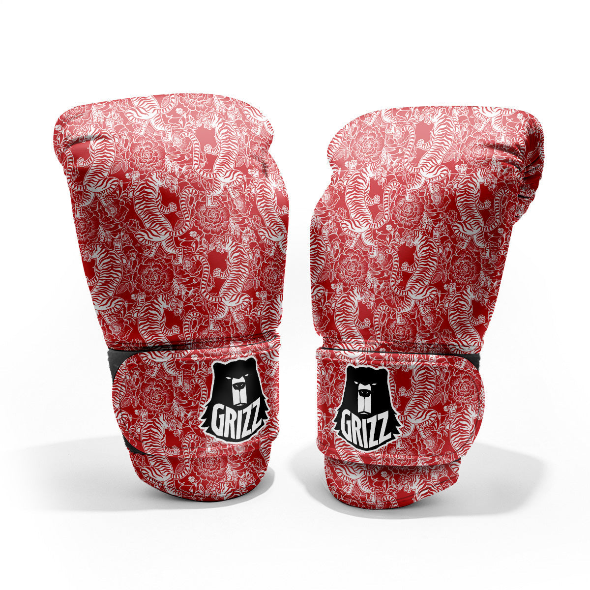 Red And White Chinese Tiger Print Pattern Pro Boxing Glove