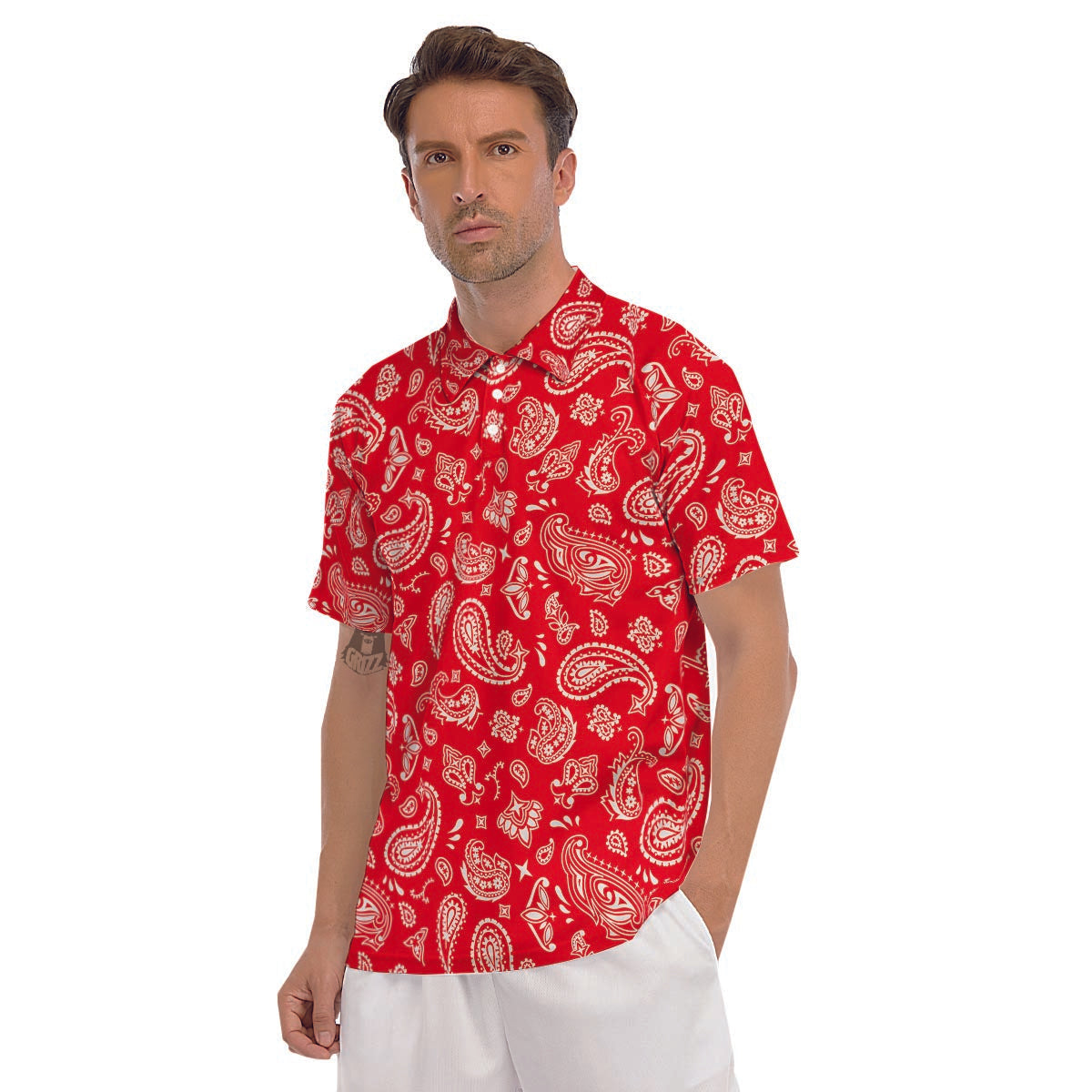 Red Bandana Men's Golf Shirts-grizzshop