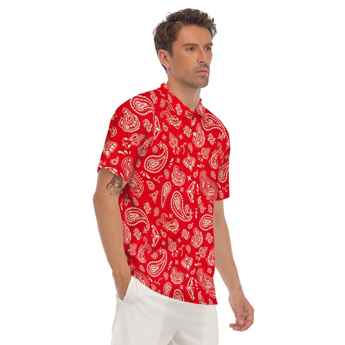 Red Bandana Men's Golf Shirts-grizzshop