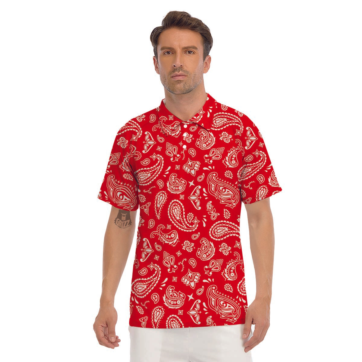 Red Bandana Men's Golf Shirts-grizzshop