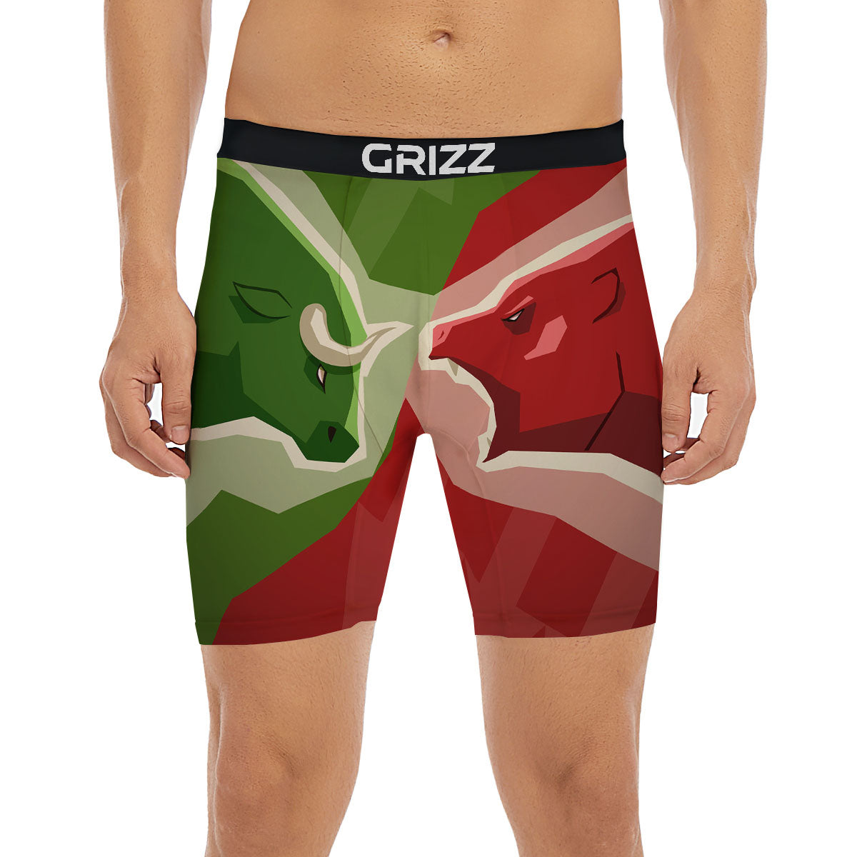 Red Bear And Green Bull Stock Print Boxer Briefs-grizzshop