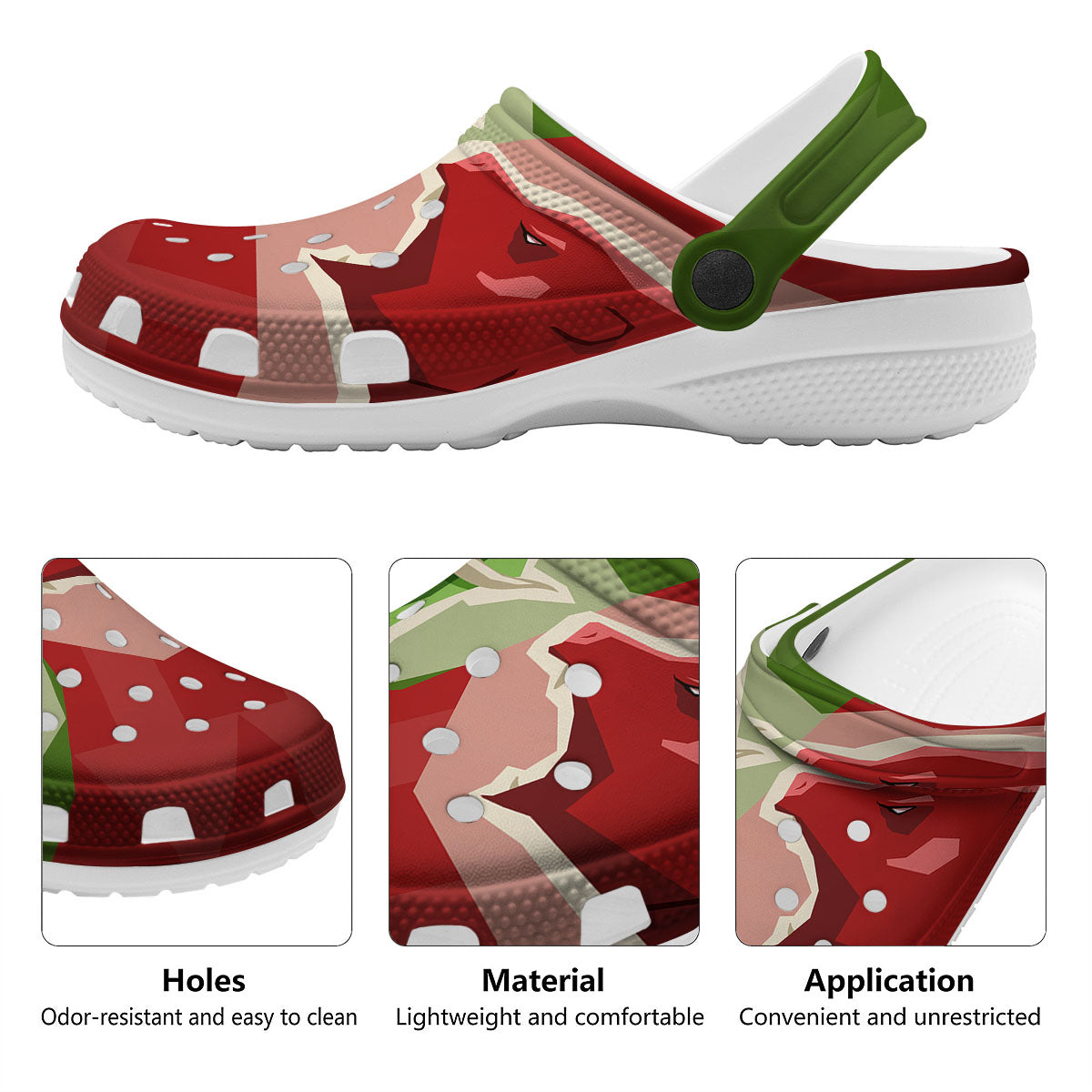 Red Bear And Green Bull Stock Print Clog-grizzshop