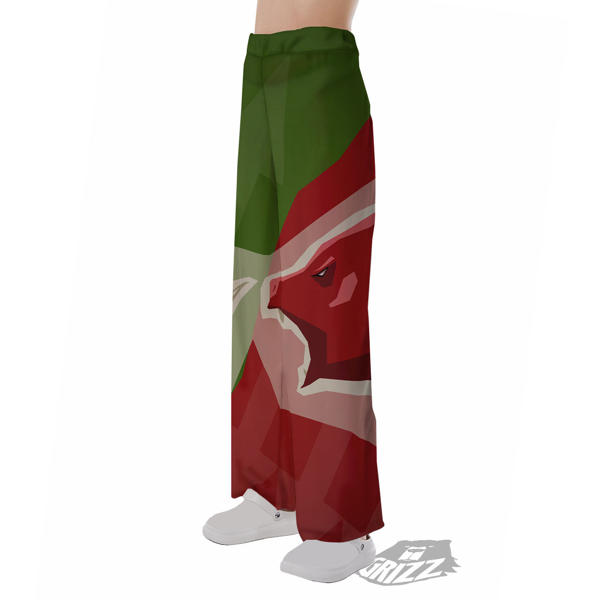Red Bear And Green Bull Stock Print Pajama Pants-grizzshop