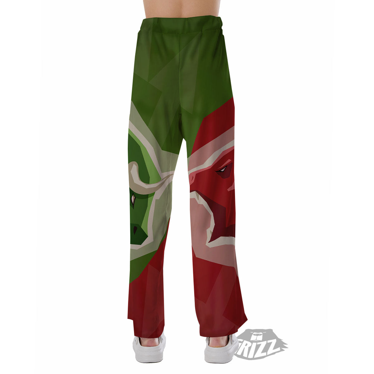 Red Bear And Green Bull Stock Print Pajama Pants-grizzshop